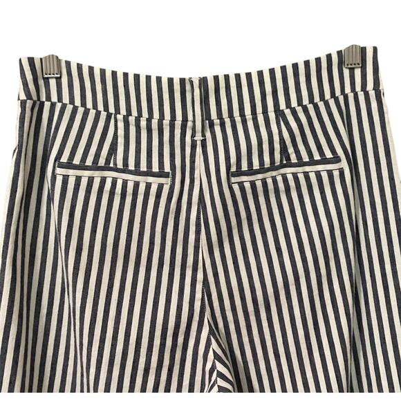 NYDJ Flare Linen Blend Pants 4 Navy Blue White Striped Preppy Nautical Coastal - Picture 5 of 14